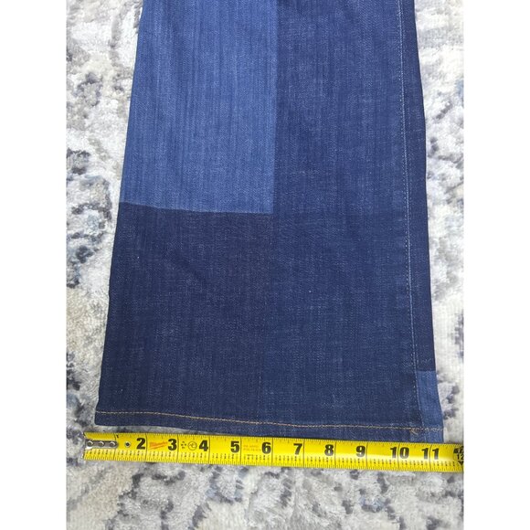 Chico's So Slimming Girlfriend Patchwork Flare Blue Denim Jeans Size 16 - Picture 3 of 11